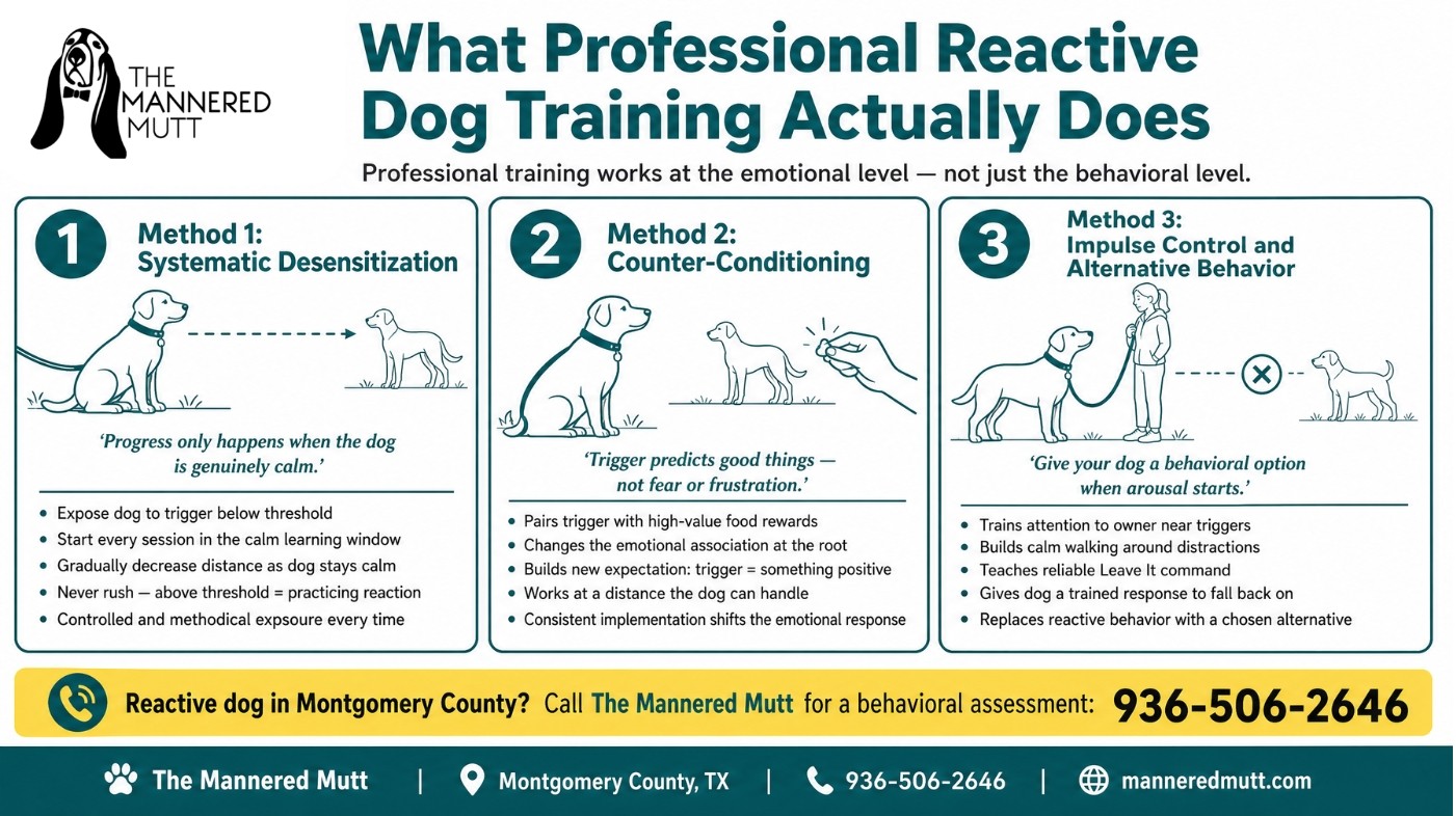 professional reactive dog training infographics